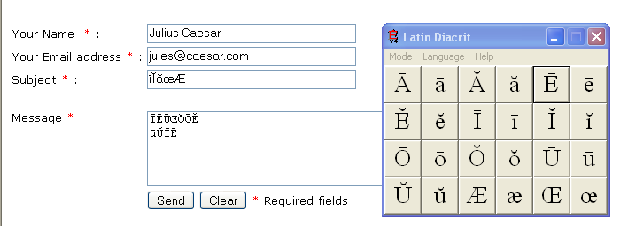 a web form with Latin
