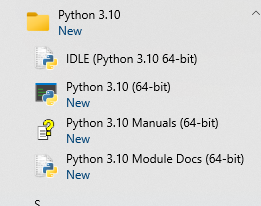 Python on Windows Start menu